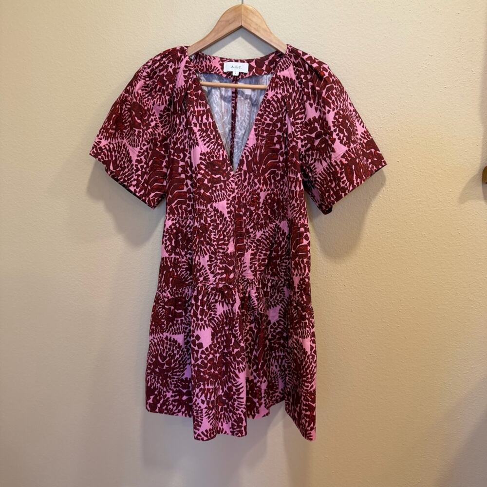 ALC Pink Floral Cotton Mini Dress 4 - Picture 13 of 14